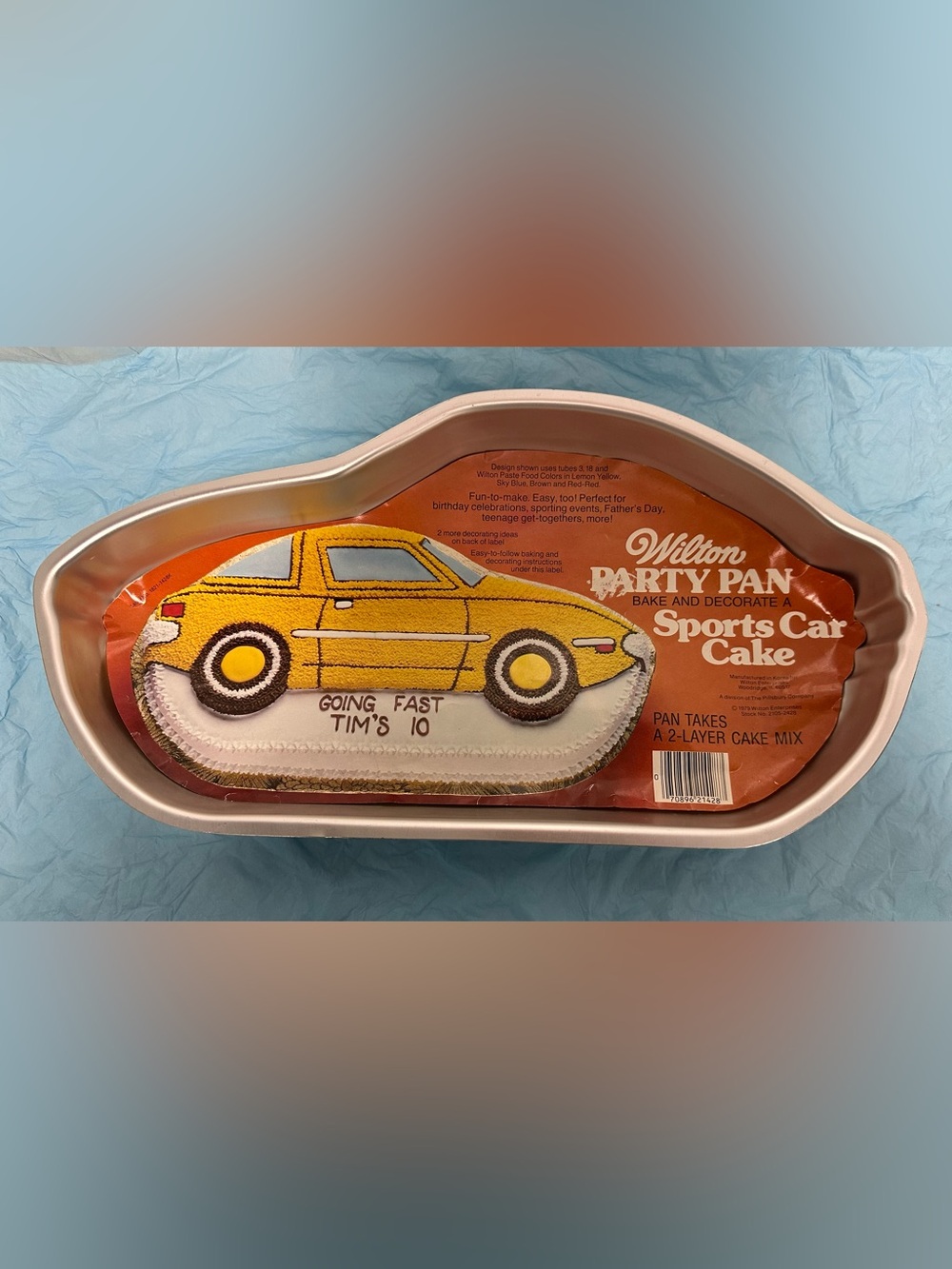 Vintage 1979 Wilton Sports Car Cake Pan - Yellow Car Shape New